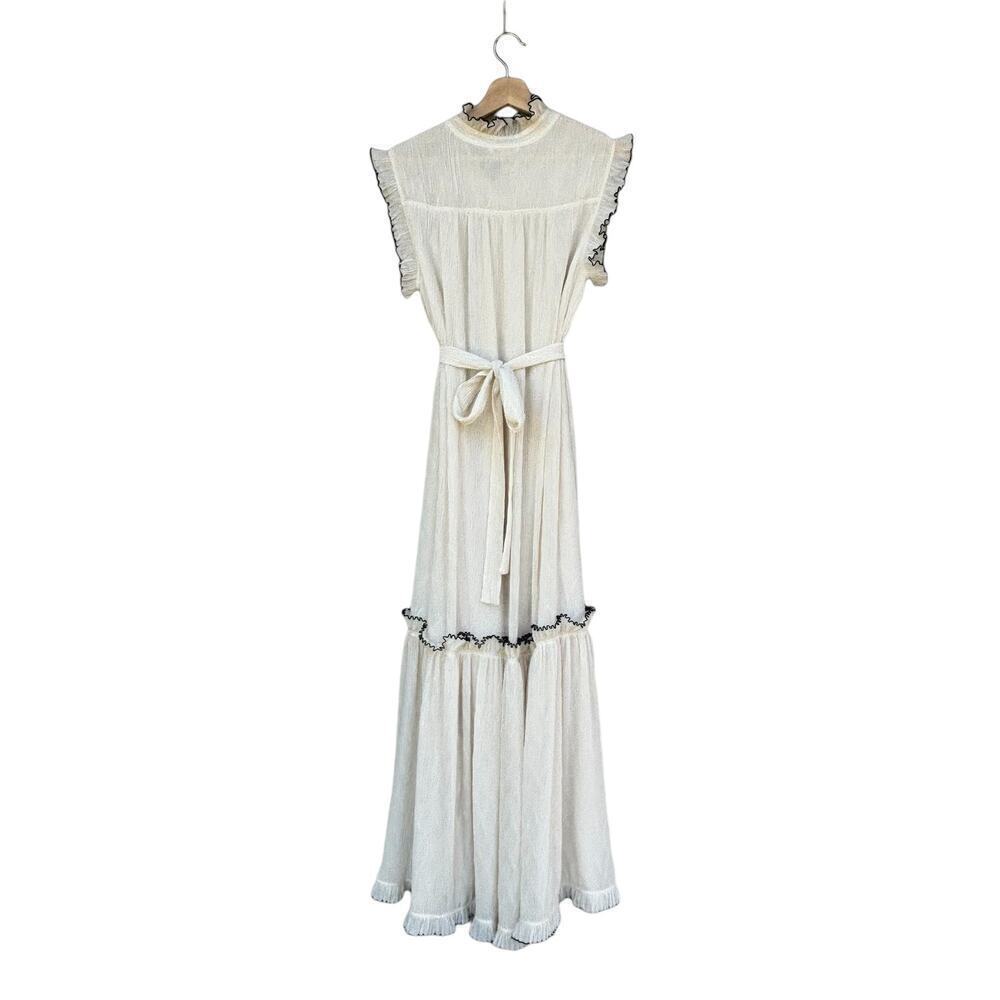 Tory Burch White Meredith Maxi Dress Ruffled Tiered Size 8 - Picture 4 of 7